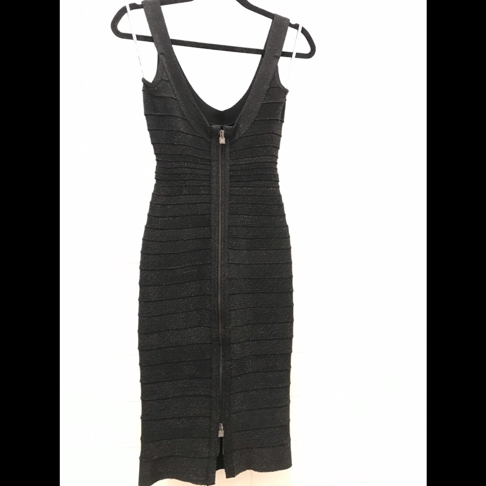 NWOT Herve Leger Black Textured body-con dress - Picture 6 of 9